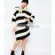 new style womens fashion Oversized Knitted Stripe Dress With Pocket casual sweater wholesale