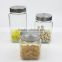 1000ml Clear Square Glass Storage Jar With Metal Lid, Glass Coffee,Tea Jar with Lid