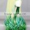Costume Synthetic Crazy Color Kinky for Halloween Party Wig Yellow and Green Wig N413