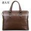 Laorentou Brown Male Geunuine Soft Cow Leather Tote Handbag Man leather Briefcase
