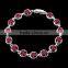 Rellecona 18k white gold plated bracelet big ruby CZ gemstone bridal jewelry