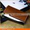 97mm brown PU leather credit card case with silver stainless steel strip and engraving LOGO