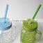 square personalized 16 ounce cambered glass drinking mug with handle