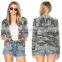 OEM Service Cheap Slim Fit Women Plain Camouflage Printed 80 Cotton 20 Polyester Hoodies With Hidden Pockets 2017