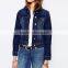 dark blue denim no hood jacket cheap factory price for women