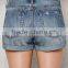 Blue Ripped Cuffed Denim Custom sports shorts for women