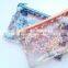 Planner internal pocket custom pvc shaker pocket with zipper top transparent pocket with sequins