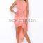 Elegant High-low designer one piece party dress woman pleated coral party dresses