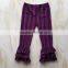 LY-233 hot sale kids ruffle bottom pants vertical stripe legging cotton easter girl trousers wholesale