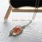 Glass Bottle Locket Necklace Antique Silver Link Cable Chain Oval Pendant Transparent With Pink Dried Flower 46.5cm Long