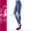 sexy picture flower pattern print female Waistband leggins denim leggings with pocket