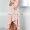 Light pink sleeveless V-neckline long tail maxi cocktail dress