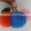 Factory wholesale fluffy and cute diameter 6 7 8 9 cm rabbit fur pom pom ball keychain