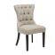 Linen Solid Wood Dining Chair,Solid Wood Side Chair backrest with buttons HL-6080