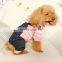 Cute pet dog cat suspenders trousers jeans pink and white stripe