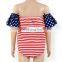 wholesale baby clothes 4th of July the Stars and Stripes off shoulder kids bodysuit
