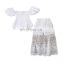 Kids Baby Girl Off Shoulder White Lace Floral Tops Long Skirt Outfits Clothes Clothing Set