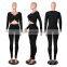 women's knitted 2 two pieces peacock pant and cross crop top suit sweater set