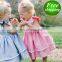 2019 summer fly sleeved Girls lae ruffle Dresses kids pink blue princess bow vest dress