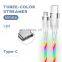JOYROOM 2.4A flowing led data cable charging line for iphone, usb cable type-c fast charging cable