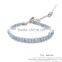 Baby blue crystal bead bracelet wrap leather XE09-0077