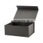 Deluxe eco friendly grey folding rigid magnetic closure retail product gift box with ribbon