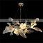 Modern Art Lighting Fixtures Villa Kitchen Island Antiqued Silver Leaf Pendant Lamp Simple Branch Chandelier