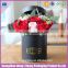 2016 luxury rose delivery black cardboard printing round flower box/round rose box