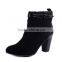 autumn winter design women soft PU leather shoes round toe zip high-heeled platform fashion ankle boots unique style