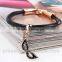 New Designs Korean Fashion Gold Mask Black Leather Cords Hook Women Bracelet