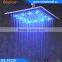 10'' 12'' 16'' Square Brass Wall Mounted Waterfall Shower Head LED Powered by Water Pressure