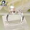 Leopard head natural fresh water pearl engagement ring 9-10mm white pearl