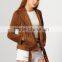 Jackets fashion women Tops Brown Long Sleeve Tassel Jacket