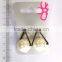 Fancy golden triangle with faux pearls drop earring