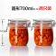 0.7L 700ml Recycled airtight Round shape glass jar with metal clip top lid for kitchen and food