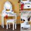 Bedroom Dressing Table with Stool and Mirror, Wooden Dresser, Make-up Set Bedroom Furniture