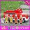 2017 New products dog and four firemen wooden toy fire trucks W04A315
