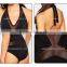 Sexy mesh design halter ladies one piece transparent bathing suit