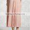 Woman Fashion Plain Color Elastic Back Waist Button Down Long Shirt Skirt