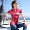 Wholesale 100% cotton stripe printing women's Polo Shirt
