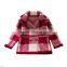 Plaid pattern tailored collar girls thick sweater coat