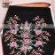 Side zipped embroidered black suede stretchy tight mini pencil skirt