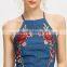 Embroiedered design secy tank top, ladies fashion cami clothing