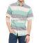 Coral Striped Short Sleeve Buttonless Men Shirt