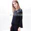 Ladies Rivet Long Sleeve Cotton Blending And PU Leather Hoodies Pullover