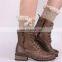 Women Soft Crochet Knitted Lace Button Trim Boot Cuffs Toppers Leg Warmers Winter Socks