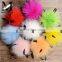 2016 Latest Style Bag Car Home Decoration With Feather Real Fur Raccoon Pom Pom Keychain