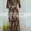 Hot Sale New Fashion Long Sleeve Muslim Women Evening Dress Maxi Dress Flower Printing Muslim Dresses