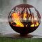 Large Hollow outdoor light corten steel ball garden metal ball