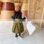 2020 girls skirt dark green skirt + wood ear bottoming shirt